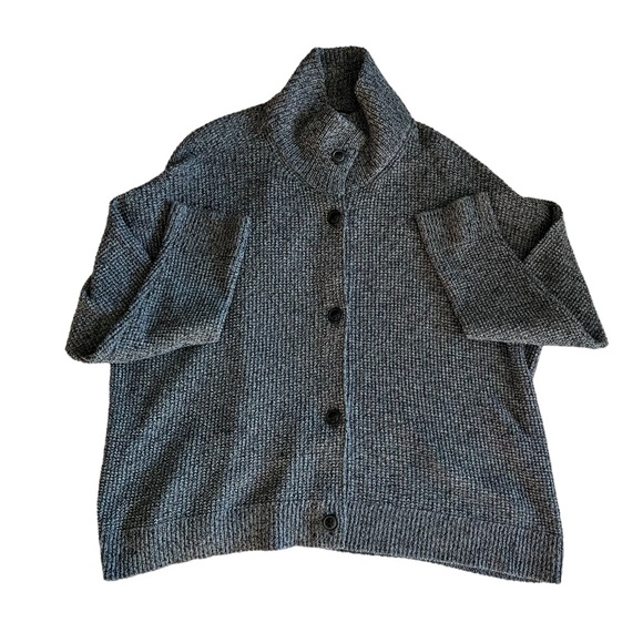 Eileen Fisher 100% Organic Cotton High Collar Button Closure Sweater Size M - Picture 3 of 9